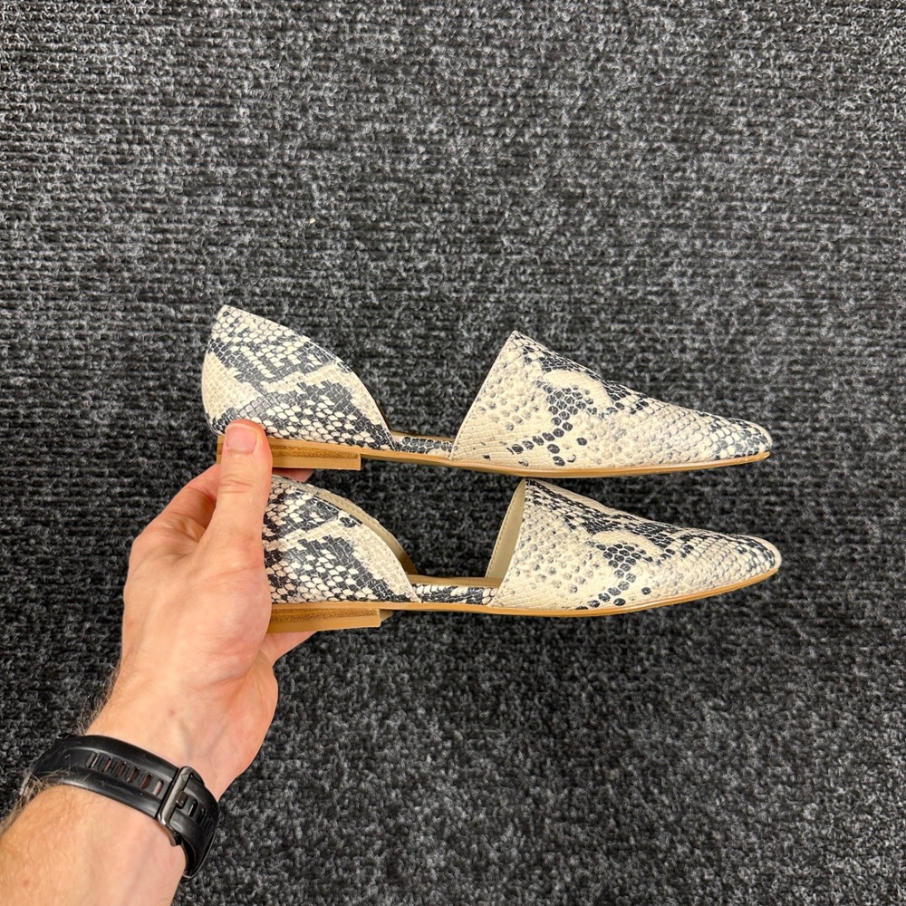 Steve Madden Flats Women 8.5 Gray Snakeskin Pointed Toe TALE01S1